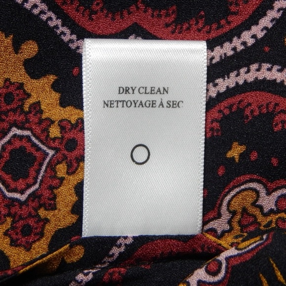 A.L.C. Aubrey Medallion Print Silk Button Down Shirt Top Maroon/Gold Size 4 - Picture 7 of 7